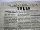 THE CORNWALL MINERALS RAILWAY List of Tolls 1874 Railway Act ORIGINAL POSTER (2)