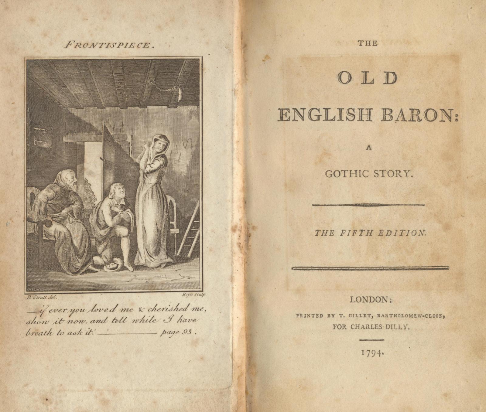 The Old English Baron. A gothic story. Books PBFA