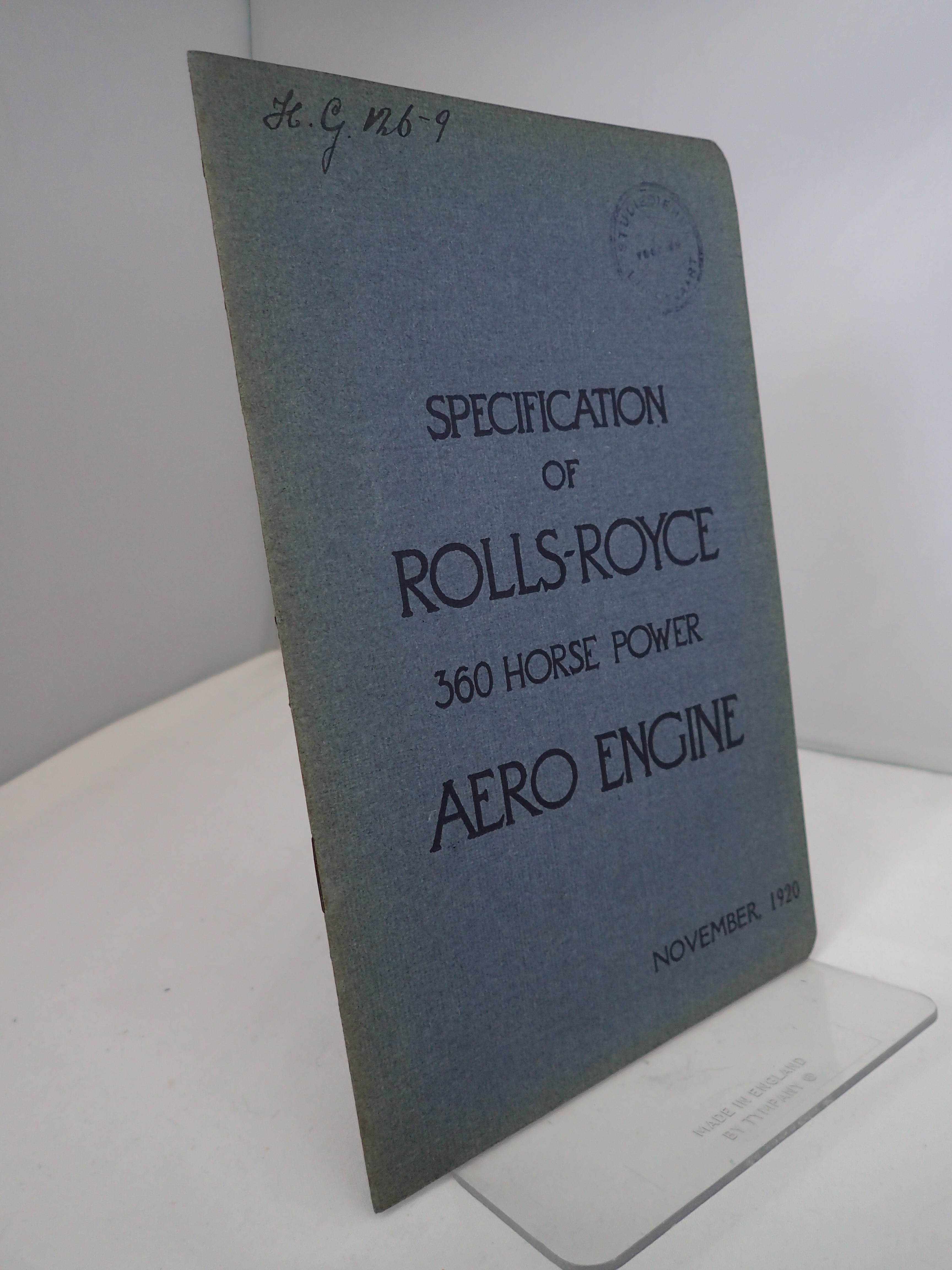 Specification of Rolls-Royce 270 Horse Power Aero Engine - Books - PBFA