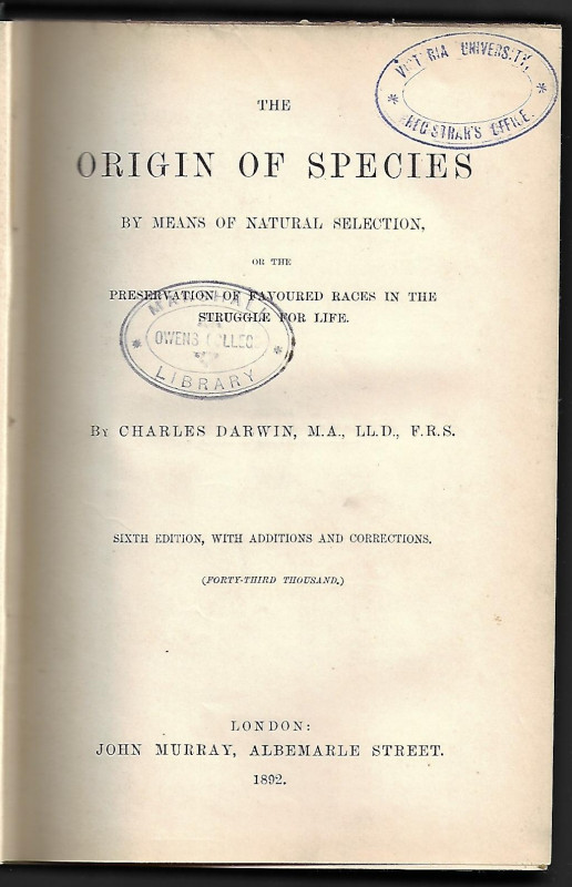 on the origin of species by means of natural selection