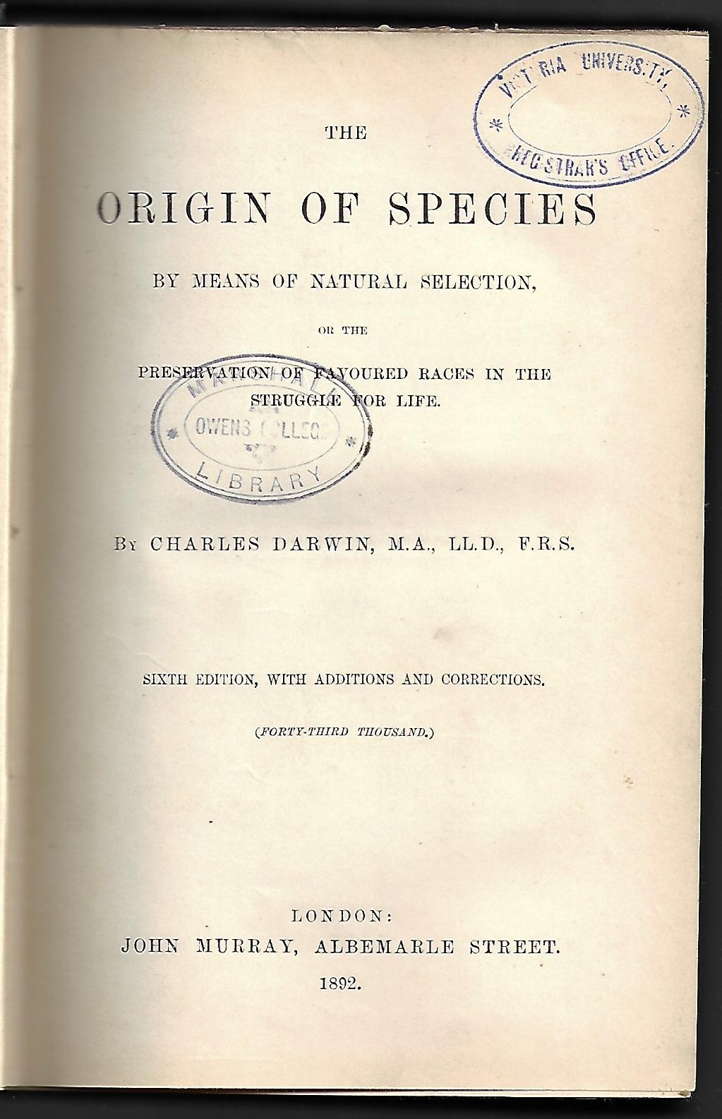 the origin of species by means of natural selection
