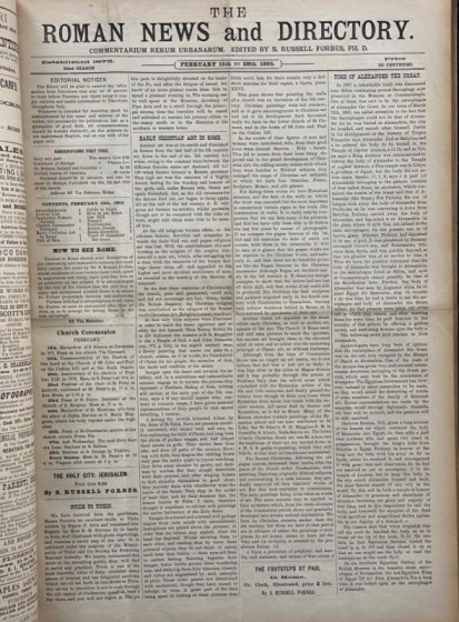 RARE and FASCINATING NINETEENTH CENTURY ENGLISH NEWSPAPER IN ROME