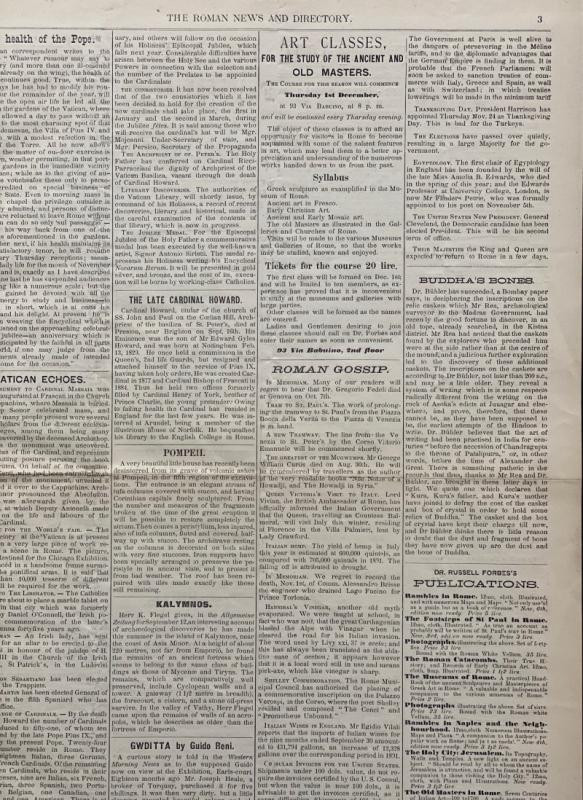 RARE and FASCINATING NINETEENTH CENTURY ENGLISH NEWSPAPER IN ROME