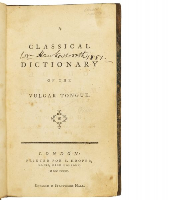 A Classical Dictionary Of The Vulgar Tongue Books Pbfa 